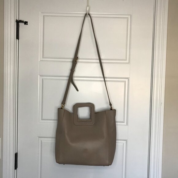 TMRW Studio Antonio Medium Leather Crossbody Bag Removable Inner Pouch Neutral - Picture 15 of 16